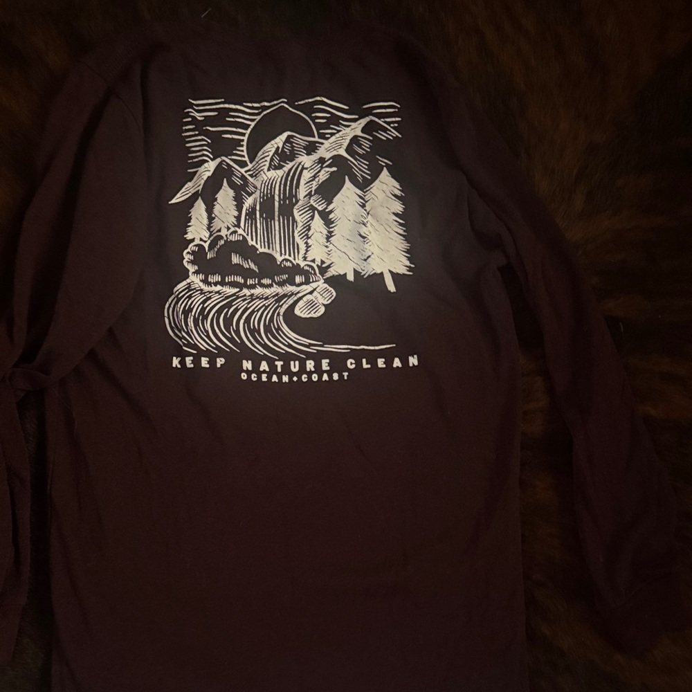 Boys Dark Brown Ocean and Coast Long Sleeve T Shirt, tee Boys Winter Shirt